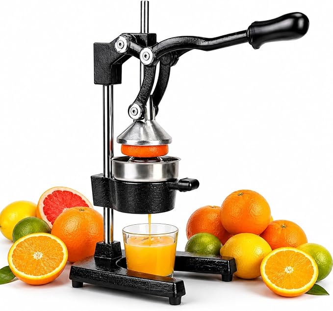 Cast Iron Juicer – Heavy Duty Manual Citrus Juicer, Professional Orange Press, Stainless Steel Lemon Squeezer & Lime Juice Extractor by Griiyakii