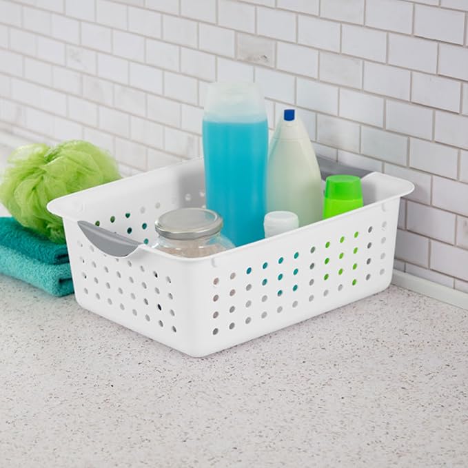 Sterilite Medium Ultra Basket, Open Top Plastic Storage Bin, White, 24-Pack | Classic Storage Organizer Baskets for Countertops, Pantry Shelves, Kitchen Cabinets, Laundry Rooms & Home Offices - Image 4