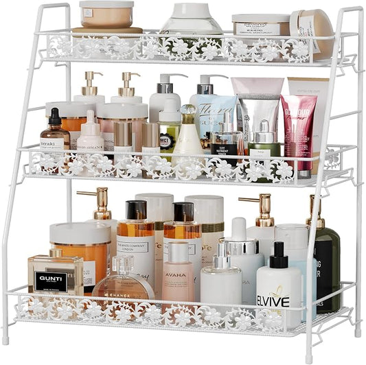 3 Tier Shelf Storage Rack Organizer for Countertop Spice Racks | Organiztion for Bathroom Countertop Shelf for Spice Racks Snacks Full Metal by IBEDMAZIE