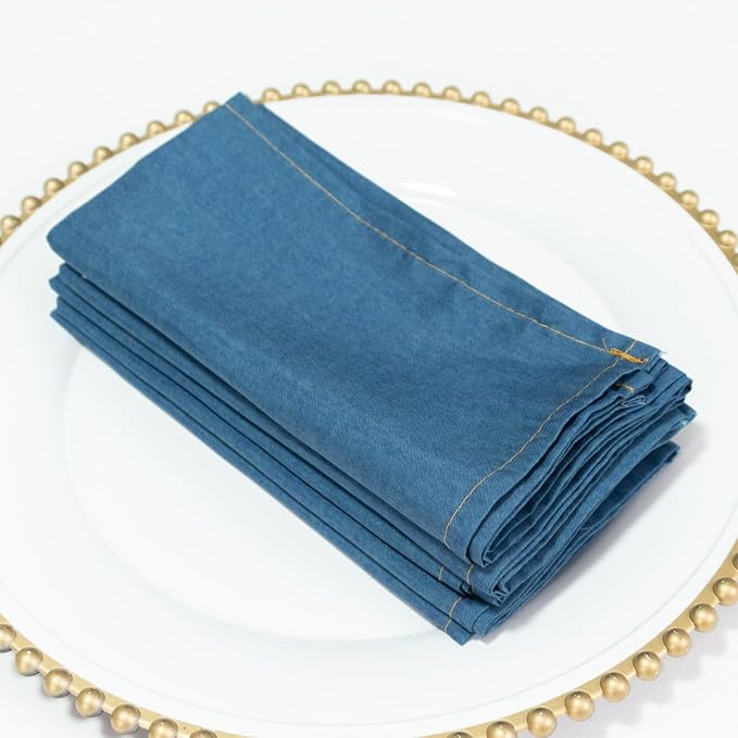 Efavormart 5-Pack Denim Blue Polyester Cloth Napkins 17”x17” with Faux Denim Design, Wrinkle & Stain Resistant for Events - Image 6