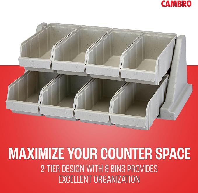 Cambro Versa - Self Serve Condiment and Utensil Bin - 8 Storage Bins - Ideal for Food and Coffee Condiments (Gray) - Image 3