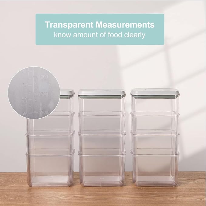 Pop Containers with Lids Stackable Food Storage Canisters 3pc | with 3pc Measure Scoop Airtight Kitchen Pantry Organizers for Snack Candy Salt Herb Spices Pasta Cereal Flour Sugar 3.48qt *3 - Image 6
