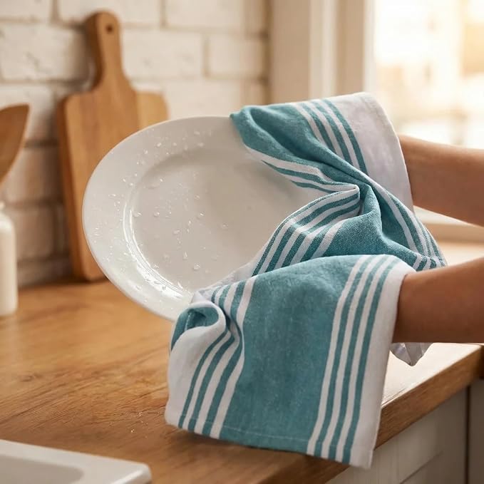 Urban Villa Kitchen Towels Cotton Dish Towels 20”x30” (Set of 6) Aqua - Image 7