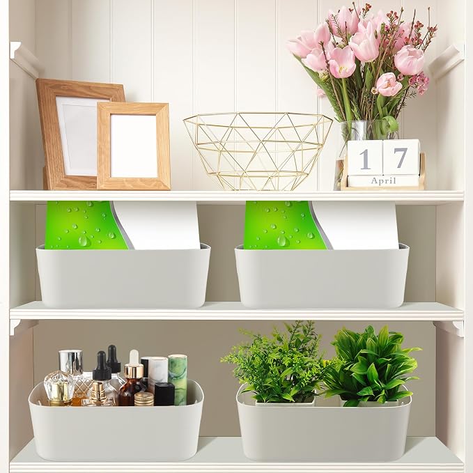 Zopeal Plastic Storage Bins 10 Pcs Gray Pantry Organizer Bins Small Baskets Storage Containers for Home Kitchen (8 x 5.7 x 3 Inch) - Image 5