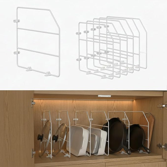 Baking Sheet Organizer Set of 6, 17"x13" Vertical Tray Dividers for Kitchen Cabinets, White Metal Cabinet Divider, Metal Wire Storage for Pans, Baking Trays and Cookware by XINWXSS