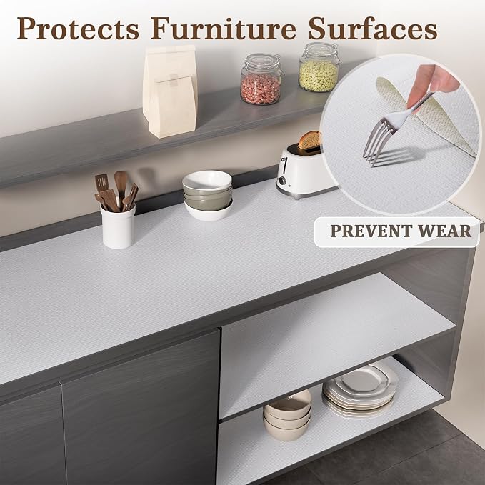 Shelf Liner for Kitchen Cabinets and Drawers, 12" x 360" White | Non-Adhesive Design, Waterproof & Non-Slip Protection, Easy Cut to Fit, Washable and Reusable, Pantry Storage - Image 8