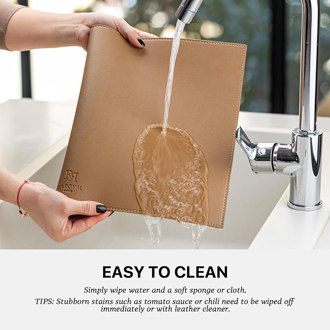Baroyal Faux Leather Placemats Set of 12 Vinyl Washable Wipeable Table Mats for Kitchen Dining Table Heat Resistant Waterproof Indoor/Outdoor Placemats Non-Slip Easy Clean Place Mats (British Khaki) - Image 4