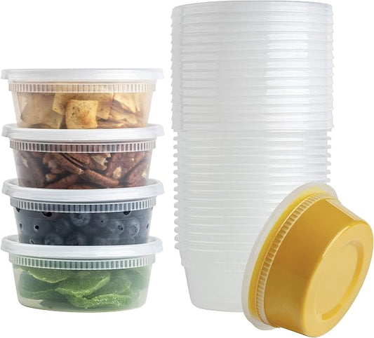 BluShine Deli Containers with Lids, Plastic Food Storage Containers | 8 oz, 40 sets Small Plastic Deli Food Storage Containers with Airtight Leak Proof Lids, Reusable, Microwave and Freezer Safe by Home
