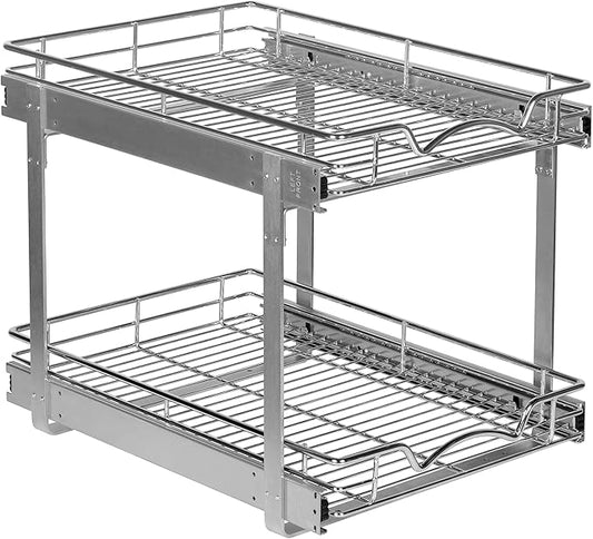 2-Tier Pull-Out Cabinet Organizer for Kitchen, 15" W x 21”D x 16.5" H | Full-Extension Sliding Shelves, Holds 100 lbs, Easy Install for Kitchen, Pantry & Under Sink Cabinets by HOLDN%E2%80%99STORAGE