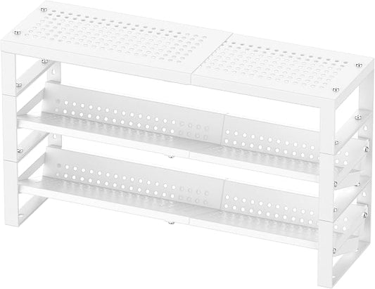 Jojocross Expandable, Stackable, Adjustable Spice Rack kitchen Organizer,Metal Pantry Storage Shelves - Multi-Tier Shelf for Cabinet, Countertop, Pantries, Cupboard or Wall Mount,White by JOJOCROSSHIGHQUALITYLIFE