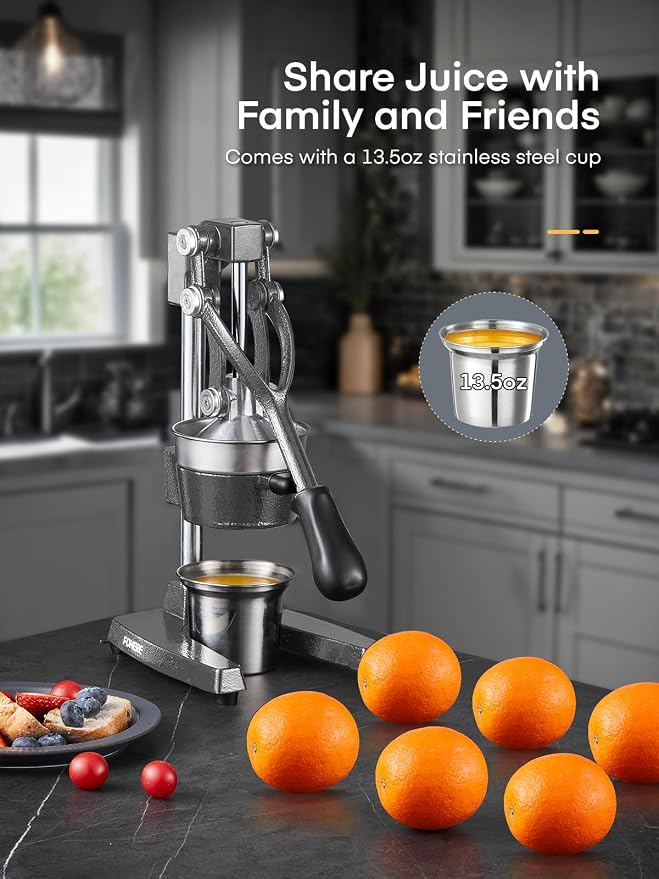FOHERE Manual Cast Iron Juicer, Commercial Citrus Juicer with 400ml Stainless Steel Cup, Ideal for Extracting Juice From Lemons, Oranges, and Grapefruits, Easy to Clean - Image 5