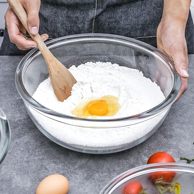 Glass Mixing Bowl Set with Airtight Lids for Kitchen Baking Prepping, Serving, Cooking 0.6QT, 1.1QT, 2.2QT, 4QT Salad Bowl Set with Lids, Dishwasher and Microwavable Safe - Image 8