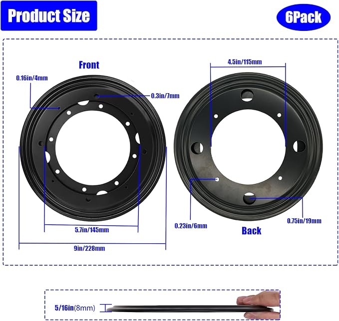 6Packs 9" Lazy Susan Bearing,Heavy Duty Turntable Swivel for Rotating | Thickened steel resists rust & wear,5/16" thickness for stable rotation,360° swivel,ideal for tables,shelves & cabinets - Image 2