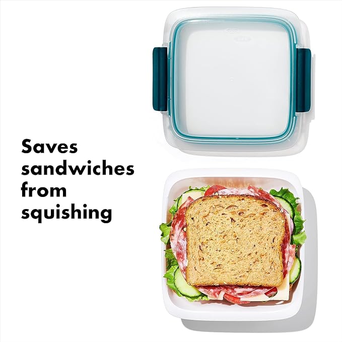 OXO Good Grips Prep & Go Sandwich Container 4.3 Cups/1.02 L - Leakproof Food Storage for Sandwiches & Leftovers, 4 Pack - Image 2
