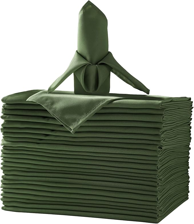 25pcs Polyester Cloth Napkins - 17 x 17 inch Willow Washable Dinner Napkins with Hemmed Edges for Restaurant/Wedding/Hotel(25,Willow) by Ascoza