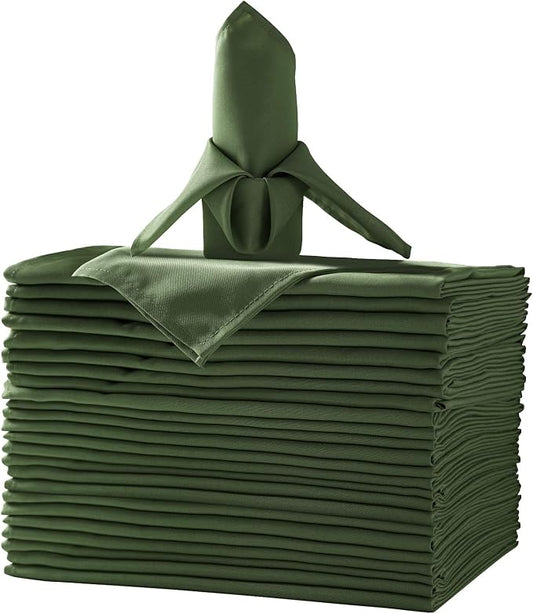 25pcs Polyester Cloth Napkins - 20 x 20 inch Willow Washable Dinner Napkins with Hemmed Edges for Restaurant/Wedding/Hotel(25,Willow) by Ascoza