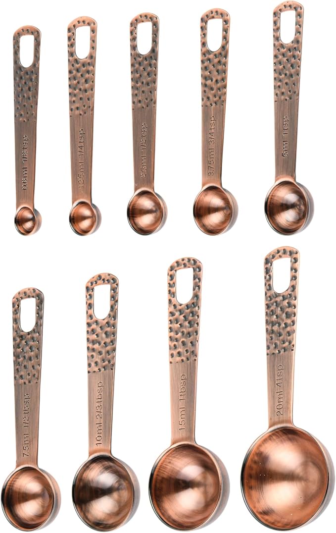 Copper Measuring Cups and Spoons Set 19 for Kitchen and Baking, Dry & Liquid, Metal Metric&US Measuring Cups and Spoons Set for Dry and Liquid - Image 5