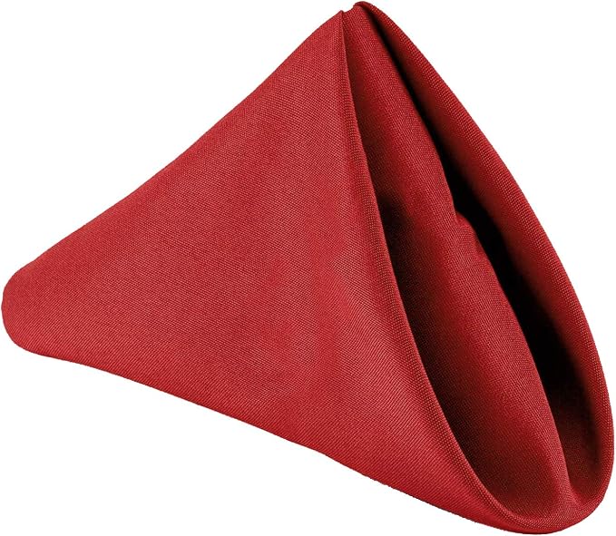 Pack of 12 Polyester Napkins 17 x 17 Inch Square with Scalloped Edge, Plain Washable Reusable Dining Table Cloth Napkin for Wedding Party Banquet Home Restaurant Bistro Decoration - Apple red - Image 6