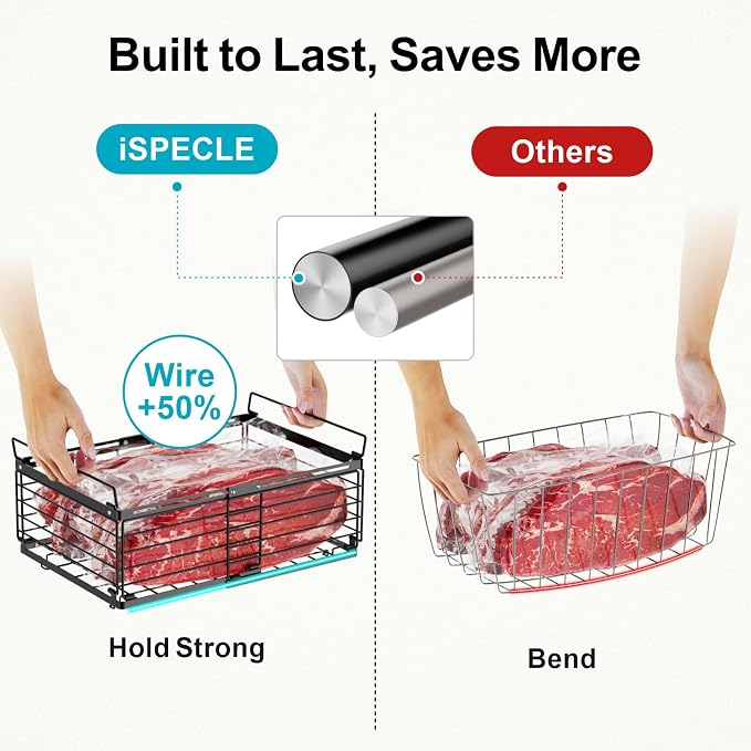 Freezer Organizer Bins - Adjustable Fits Chest Freezers 10-20 Cu Ft | 4 Pack Stackable Wire Baskets, Easy Access & Quick Organization, Sturdy Steel Rack Holds Frozen Meat and Vegetables, Black - Image 7
