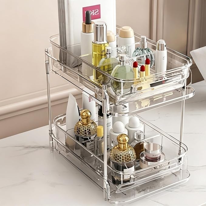 2-Tier bathroom cabinet organizer, bathroom organizers and storage with Adjustable Removable Dividers,Under Sink Organizing,Under Sink and Pull-Out Cabinet Organizer for Kitchen and Pantry Storage by Unknown