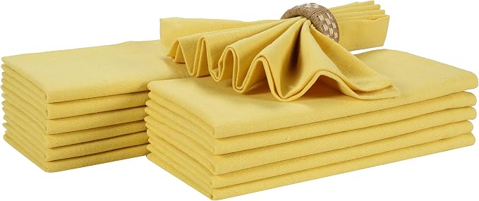 Bedding Craft Cotton Dinner Cloth Napkins Set of 12 – 18x18 Sand Yellow – Reusable & Machine Washable Fabric Napkins for Weddings, Restaurants & Everyday Dining - Image 8