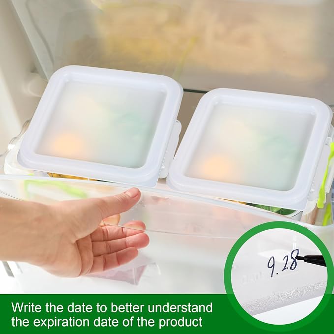 FoldTier 2 Pieces Square Food Storage Containers Polycarbonate Clear food Container with Lid Commercial Storage with Graduations for Commercial Kitchen Dough Marinating Meat (White,2 Qt,4 Qt) - Image 5