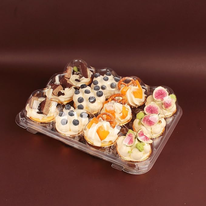 24 Count Cupcake Containers with Tall Dome Lids, 20 Pack Clear Plastic Stackable Cupcake Boxes, Detachable Covers for Frosted Cupcakes, Standard Size Cupcake Carrier for Parties, Bake Sales, Events - Image 5