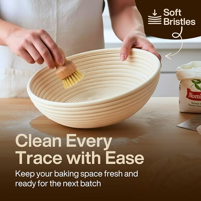 Sourdough Starter Kit | 9" Round & 10" Oval Banneton Bread Proofing Baskets | Sourdough Bread Baking Supplies with Silicone Sling Dough Whisk, Scrapers Lame, Detailed Guide & Recipes & more - Image 6