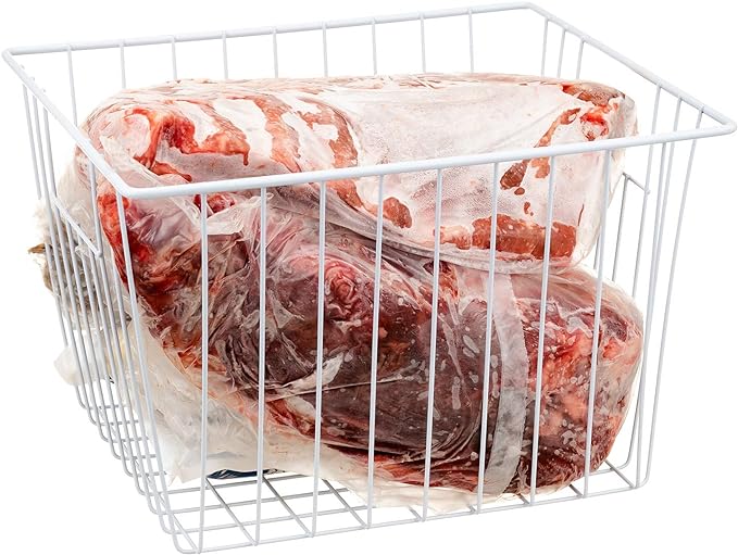 Freezer Storage Organizer Basket, Refrigerator Wire Household Bins with Built-in Handles for Kitchen, Pantry, Cabinet, Closets - Pearl White(4Pack, 11in x 10in x 5.5in) - Image 6