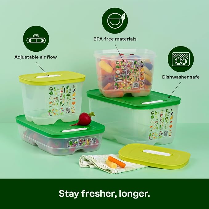 Tupperware Fridgesmart 4 Piece Food Storage Container Set, Dishwasher Safe and BPA Free (4 Containers, 4 Lids) - Image 4