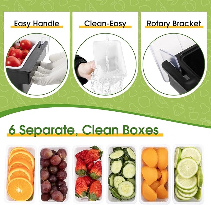 Ice Cooled Condiment Caddy with Lid, 6 Removable Bins | Ice chamber keeps toppings chilled, quick refill & easy cleaning, frosted cover, carry handles, for bars buffets parties - Image 4
