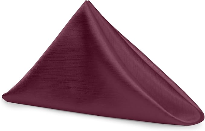 17x17-Inch Shantung Cloth Napkins, Aubergine, Set of 120 | Bulk Case of 10 Dozen, Satin, Square, 100% Polyester Fabric, Reversible, Faux Dupioni Silk Reverse Side, Machine Washable by UltimateTextile