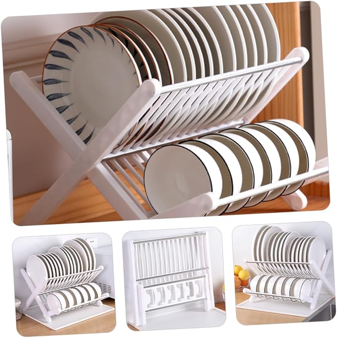 1set Folding Dish Drying Rack Drainboard Space-Saving Kitchen Organizer for Plates Bowls and Utensils Compact Design for Easy Storage Home and Restaurant - Image 3