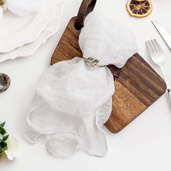 60 Pack White Cheesecloth Napkins Washable 21x21 Inches White Cloth Napkins Set of 60 Dinner Table Napkins for Wedding Cotton Gauze Bridal Baby Shower Rustic Boho Summer Party Table Decor - Image 6