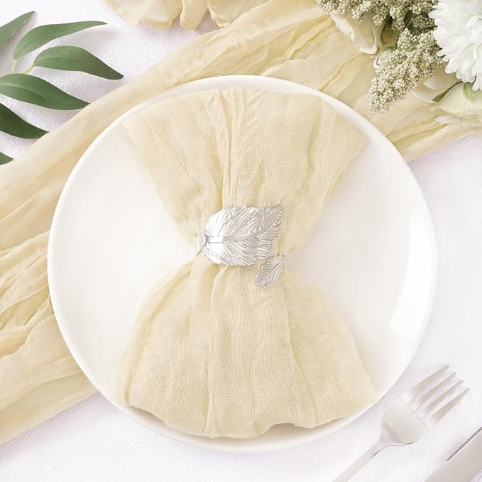 DeZerlor Beige Washable Cheesecloth Napkins Set of 30 for Wedding Party | Reusable Summer Cloth Napkins Bulk, for Bridal Baby Shower Dinner Cocktail Birthday Home, 21x21 Inches - Image 3