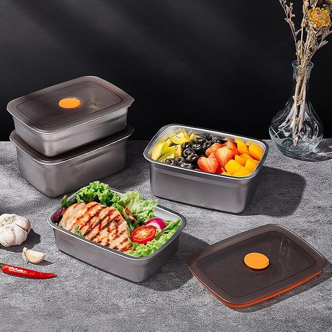 GIUOIDUO 20 PCS Food Storage Containers with Lids Airtight (10 Containers & 10 Lids)，stainless steel food containers leak proof storage box with lid Locking Food Storage Container freezer storage - Image 7