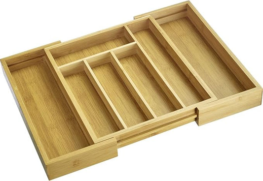 Westmark Cutlery Tray - Extendable Drawer Insert for Cutlery and Cooking Utensils, Practical Organiser for Common Drawers, 5 or 7 Compartments - Bamboo, 29-48 cm by Westmark