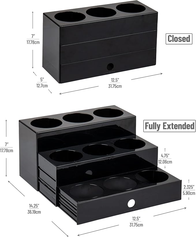 Mind Reader Coffee Syrup Station, Coffee Bar Accessories, Countertop Organizer, Acrylic, 14.25"L x 12.5"W x 7"H, Black - Image 3