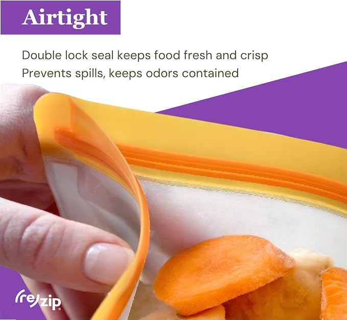 (re) zip 8-piece Reusable Food Storage Bags Gift Kit | BPA-Free, Food Grade, Leakproof, Freezer Safe, Travel-Friendly | Various Bag Sizes - Image 3
