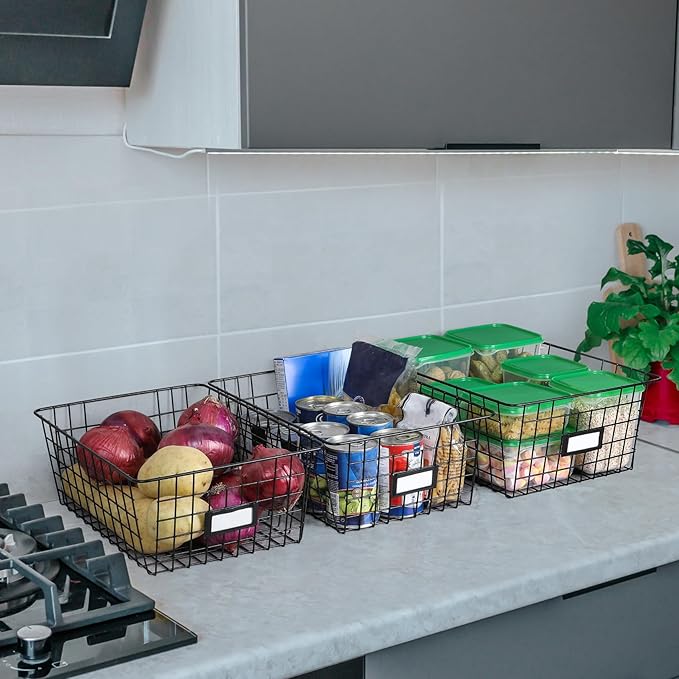 6 Pack Wire Baskets for Pantry Organization and Storage, Kitchen Organizer, 2 XXLarge & 2 XLarge & 2 Large - Image 7