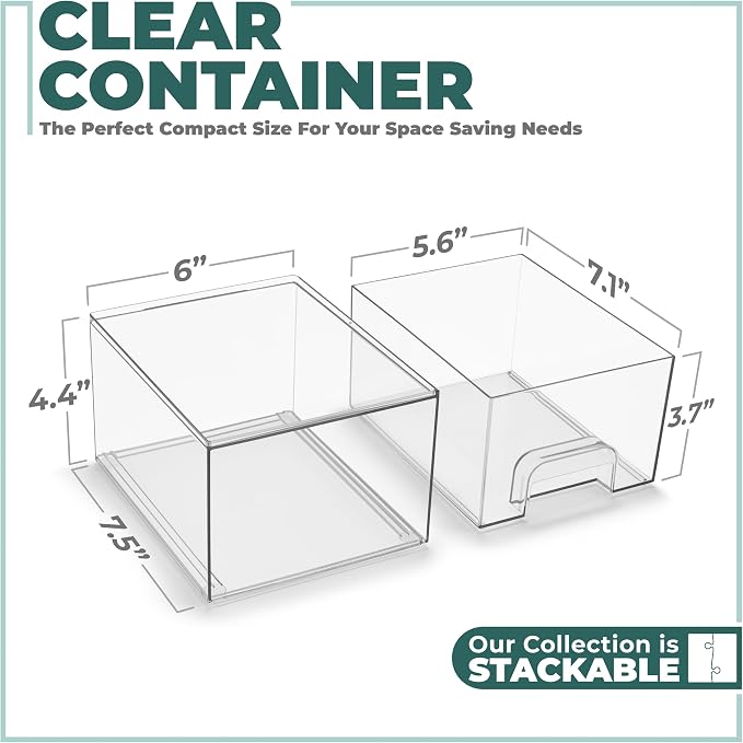 Sorbus Clear Stackable Baby Bottle Organizer Bins – 4 Pack Modular Plastic Storage Containers for Baby Bottles, Nipples, Caps, Pacifiers, Pantry, Kitchen, Cabinet, Nursery & Countertop Organization - Image 6