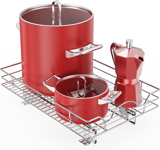 ROOMTEC Pull Out Cabinet Organizer - 14" W x 18" D, Slide Out Storage Shelves, Fits 15.5" Opening by ROOMTEC