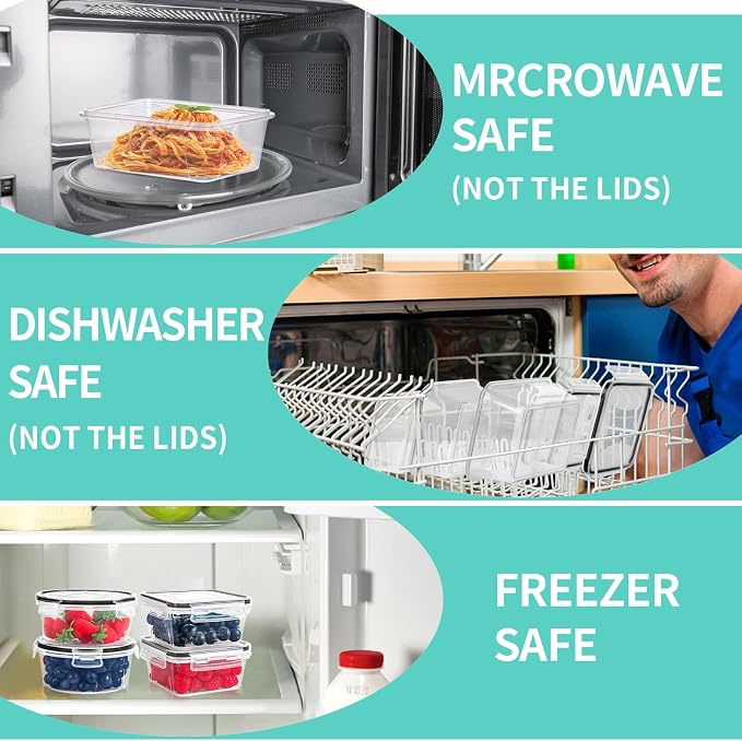 Skroam 72 piece Food Storage Containers Set with Airtight Lids (36 Containers & 36 Lids), Plastic Leak-Proof Kitchen Storage Containers for Pantry Organizers and storage - Meal Prep, Lunch Containers - Image 5
