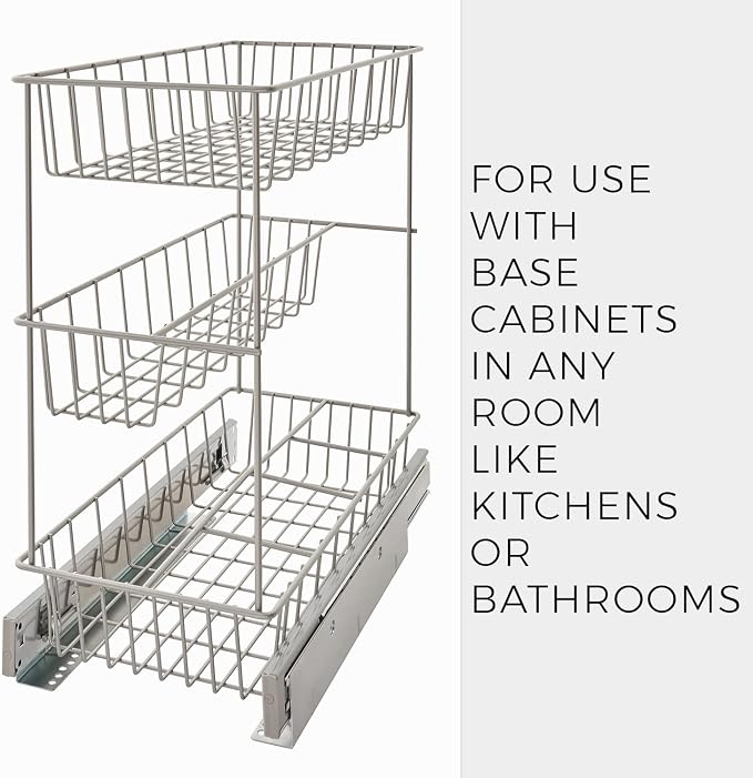 ClosetMaid 32105 Premium Wide 3-Tier Compact Kitchen Cabinet Pull-Out Basket, 8.75-Inch - Image 8