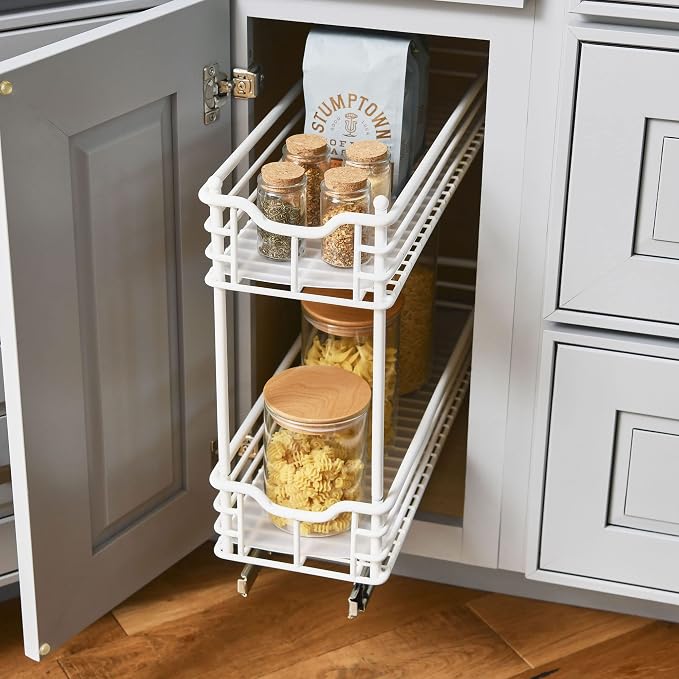 Household Essentials White Steel Two-Tier Slide-Out Organizer with Plastic Liners - Image 8