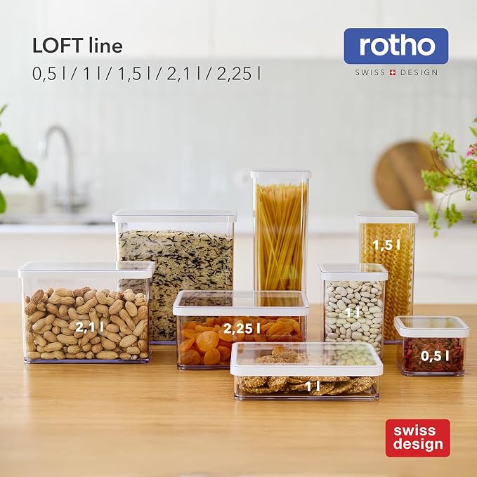 Rotho Loft Storage Box Set of 24 Plastic Boxes with Lid Airtight White | Airtight Storage Box, Plastic Boxes with Lid, Rotho Storage Jars, Aroma-proof, Stackable, Modular, Dishwasher Safe - Image 7