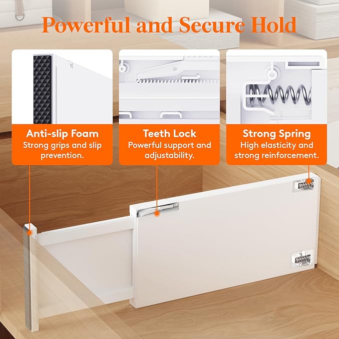Lifewit 6" Tall Upgrade Drawer Dividers, Adjustable Deep Drawer Organizer | 14 Pack 13.5"-22" Expandable White Drawer Separator for Clothes, Dresser/Kitchen/Closet/Bedroom/Office Organization & Storage - Image 3