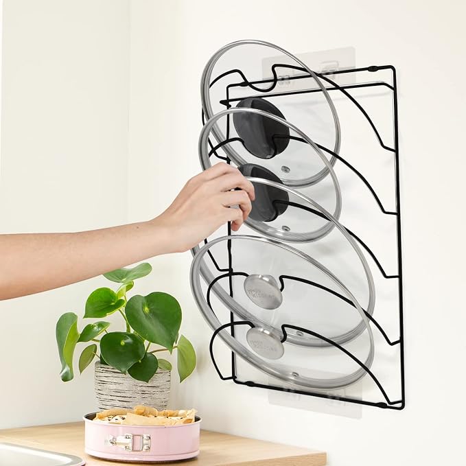 Joeji's Pot Lid Holder - Pan Rack & Organizer for Cupboard, Pot Lid Storage Solution, Kitchen Pantry Organizer - 5-Tier, Black - Image 7