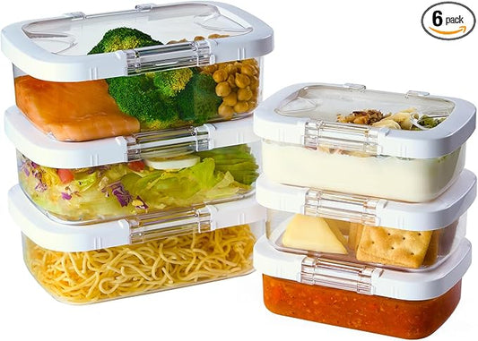 Felli Duo Loc Tritan Containers for Reheating Microwave Safe Box, Airtight Food Storage for Fridge Freezer, On The Go Lunch Container for Adults for Weekly Meal Plan Picnic Travel (6pk) by Felli
