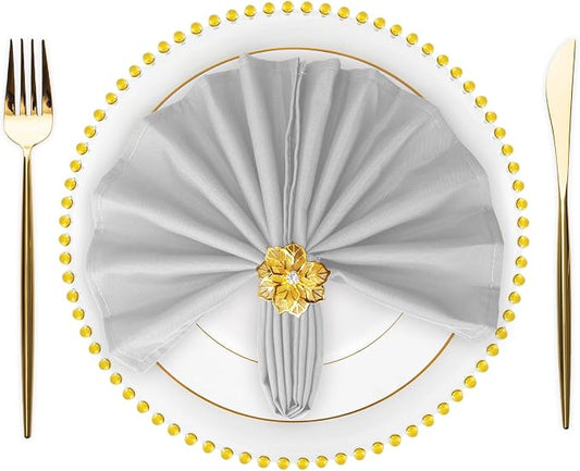 SuperO Set of 120 Cloth Napkins 17 x 17 Inch, Polyester Solid Washable Dinner Napkins with Hemmed Edges,Great for Restaurant, Wedding and Party(Silver) by SuperO